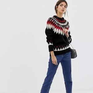 Ralph Lauren Fair Isle Alpaca Wool Sweater, Black Multi-Color Size XS